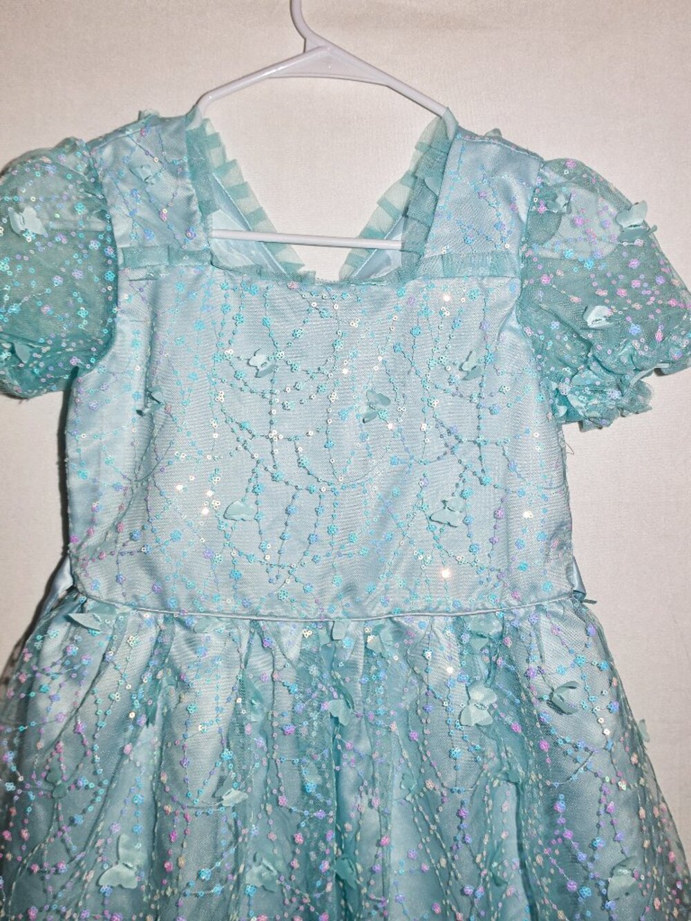 Girls Large Sparkle Dress Blue Special Occasion